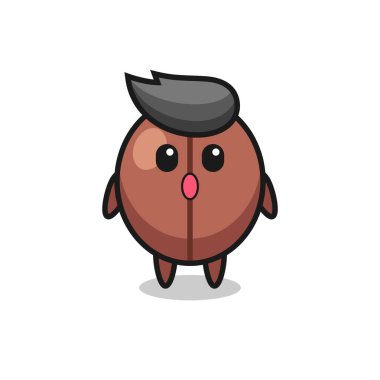 Kahve çekirdeği çizgi filminin hayret verici ifadesi, tişört, çıkartma, logo elementi için şirin bir tasarım.