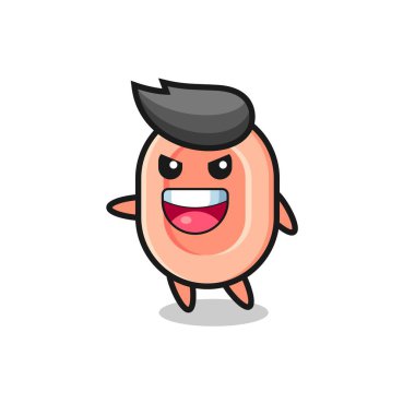 Heyecanlı pozlu bir çizgi film, tişört, çıkartma, logo elementi için şirin bir tasarım.