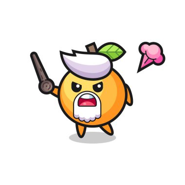 Şirin portakal meyvesi dedem sinirlenmeye başladı. Tişört, çıkartma ve logo için şirin bir tasarım.