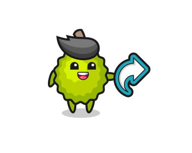 şirin durian hold sosyal medya paylaşım sembolü, tişört, etiket, logo ögesi için şirin biçim tasarımı