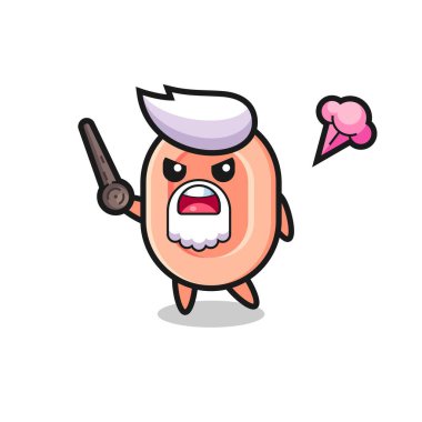 Şirin sabun dedem sinirlenmeye başladı. Tişört, çıkartma ve logo için şirin bir tasarım.