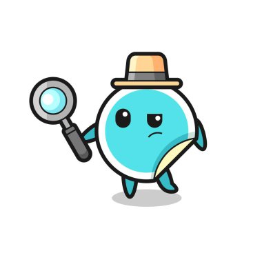 Çıkartma dedektifi bir davayı inceliyor. Tişört, çıkartma, logo elementi için şirin bir tasarım.