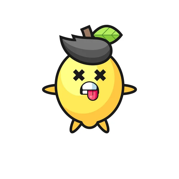 Character Cute Lemon Dead Pose Cute Style Design Shirt Sticker — Wektor stockowy