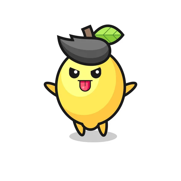 Naughty Lemon Character Mocking Pose Cute Style Design Shirt Sticker — Wektor stockowy