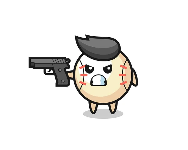 Tir Personnage Baseball Mignon Avec Pistolet Conception Style Mignon Pour — Image vectorielle