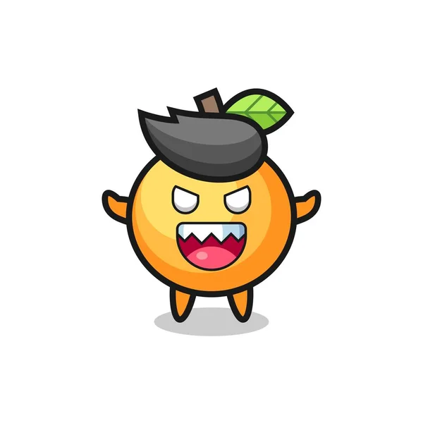 Illustration Evil Orange Fruit Mascot Character Cute Style Design Shirt — Wektor stockowy