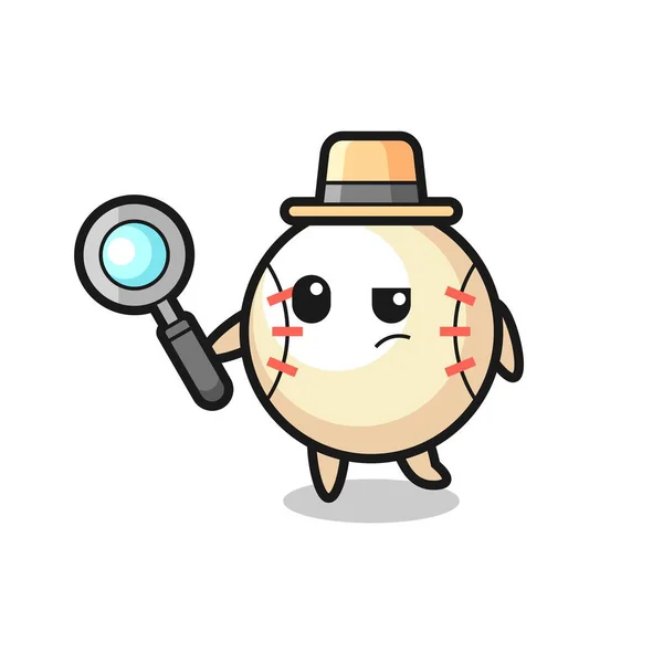 Personaje Detective Béisbol Está Analizando Caso Lindo Diseño Estilo Para — Archivo Imágenes Vectoriales