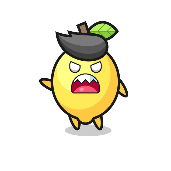 Cute Lemon Cartoon Very Angry Pose Cute Style Design Shirt — Wektor stockowy