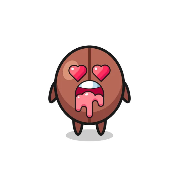 Falling Love Expression Cute Coffee Bean Heart Shaped Eyes Cute — Stock Vector