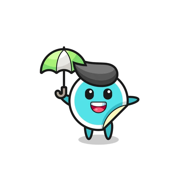 Cute Sticker Illustration Holding Umbrella Cute Style Design Shirt Sticker — Stockový vektor