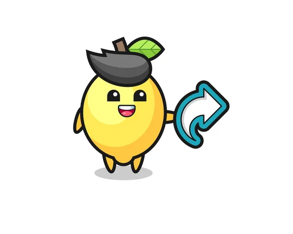 Cute Lemon Hold Social Media Share Symbol Cute Style Design — Wektor stockowy