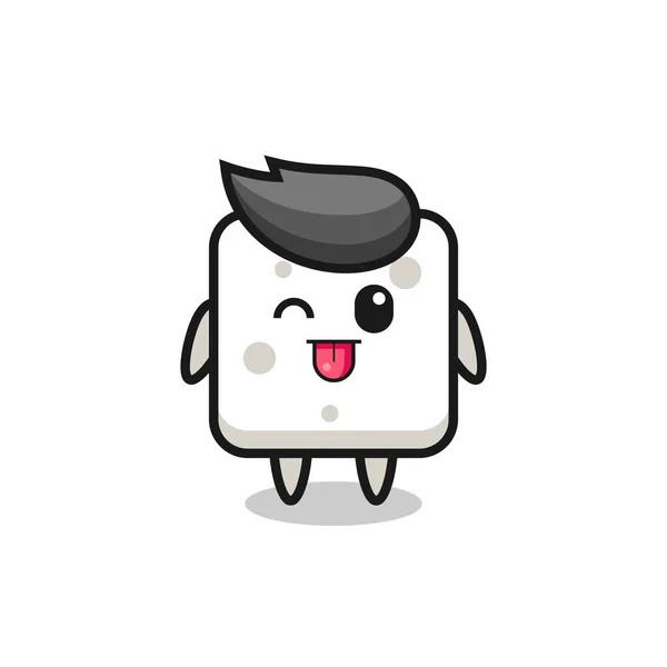 Cute Sugar Cube Character Sweet Expression While Sticking Out Her — Wektor stockowy