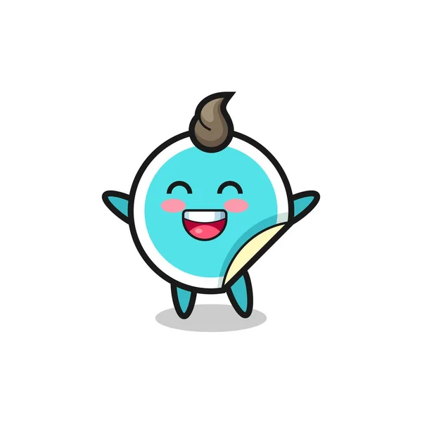 Happy Baby Sticker Cartoon Character Cute Style Design Shirt Sticker — Stock Vector