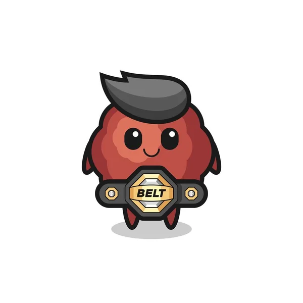 Mma Fighter Meatball Mascot Belt Cute Style Design Shirt Sticker — Stock Vector