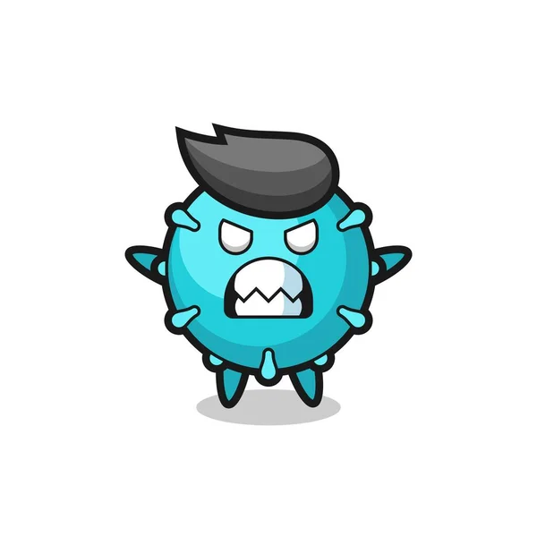 Expresión Iracunda Del Personaje Mascota Del Virus Diseño Estilo Lindo — Vector de stock