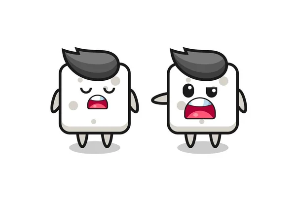 Illustration Argue Two Cute Sugar Cube Characters Cute Style Design — Stock Vector