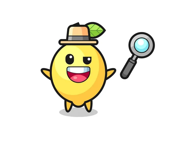 Illustration Lemon Mascot Detective Who Manages Solve Case Cute Style — Wektor stockowy