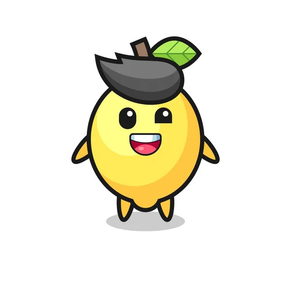 Ilustrasi Karakter Lemon Dengan Pose Canggung Desain Gaya Lucu Untuk - Stok Vektor