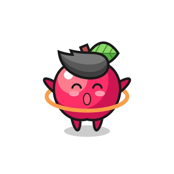 Apple Character Line Judge Hold Flag Degree Angle Cute Style — Wektor stockowy