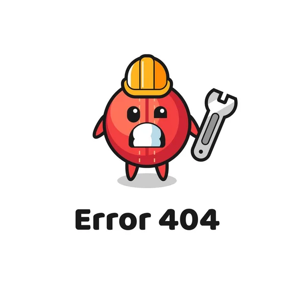 Error 404 Con Mascota Linda Bola Cricket Lindo Diseño Estilo — Archivo Imágenes Vectoriales