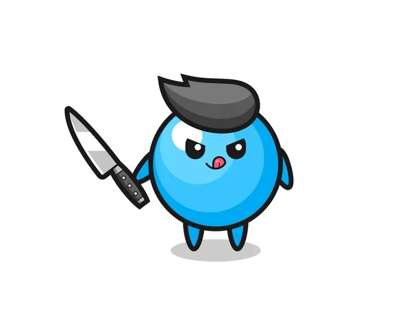 Linda Mascota Goma Mascar Como Psicópata Sosteniendo Cuchillo Lindo Diseño — Vector de stock