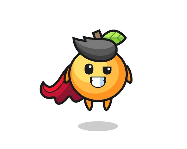 Cute Orange Fruit Character Flying Superhero Cute Style Design Shirt — Wektor stockowy