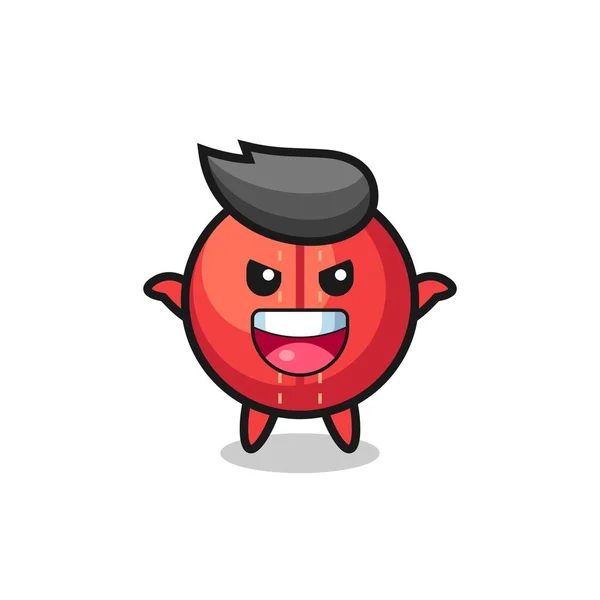 Illustration Cute Cricket Ball Doing Scare Gesture Cute Style Design — Wektor stockowy