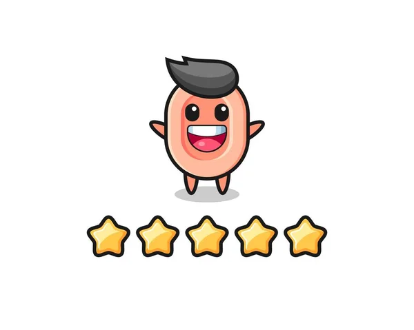 Ilustración Mejor Calificación Del Cliente Personaje Lindo Jabón Con Estrellas — Vector de stock