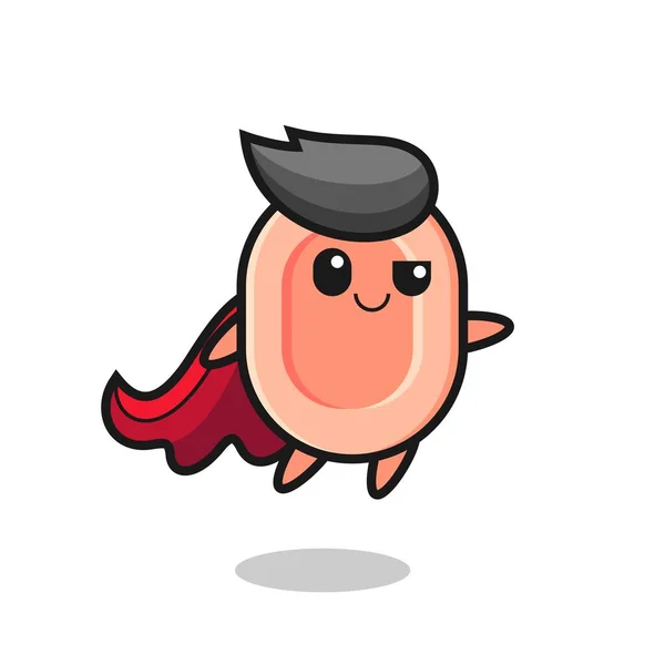 Cute Soap Superhero Character Flying Cute Style Design Shirt Sticker — Stock Vector