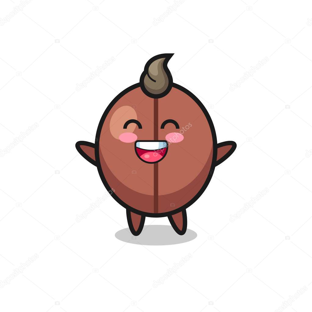 happy baby coffee bean cartoon character , cute style design for t shirt, sticker, logo element