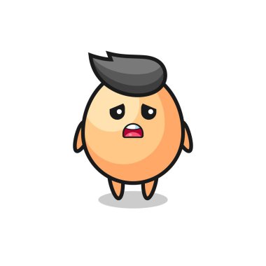 Yumurta çizgi filminin hayal kırıklığına uğramış ifadesi, tişört, etiket, logo elementi için şirin bir tasarım.