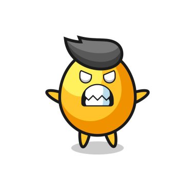 Altın Yumurta Maskotu karakterinin öfkeli ifadesi, tişört, çıkartma, logo elementi için şirin bir tasarım.