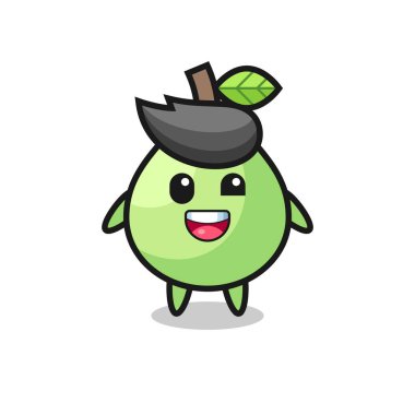 Garip pozları olan bir guava karakterinin çizimi, tişört, çıkartma, logo elementi için şirin bir tasarım