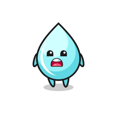 Özür dileyen bir ifadeyle su damlası çizimi, tişört, etiket, logo elementi için şirin bir tasarım.