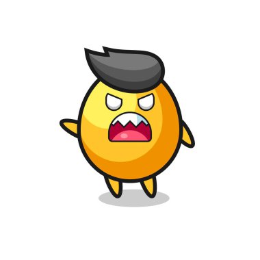 Çok kızgın bir pozda sevimli altın yumurta karikatürü, tişört, çıkartma, logo elementi için şirin bir tasarım.