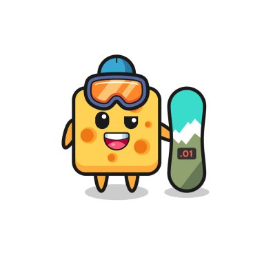 Peynir maskot karakterinin şeytani ifadesi, tişört, çıkartma, logo elementi için şirin bir tasarım.