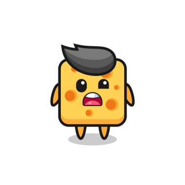 Kibirli bir ifadeyle peynir çizgi filmi, tişört, etiket, logo elementi için şirin bir tasarım.