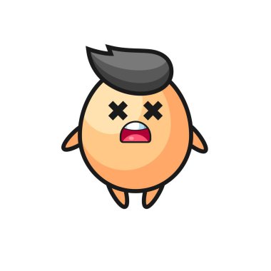 Ölü yumurta maskotu karakteri, tişört, çıkartma ve logo için şirin bir tasarım.