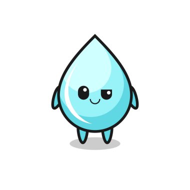 su damlası karikatürü kibirli bir ifadeyle, tişört, etiket, logo elementi için şirin bir tasarım