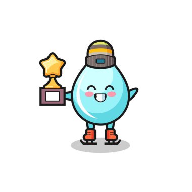 su damlası karikatürü buz patencisi tutucu kupa, tişört, etiket, logo elementi için şirin tasarım