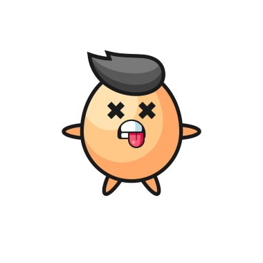 Ölü duruşu olan sevimli yumurtanın karakteri, tişört, etiket, logo elementi için şirin tasarım.