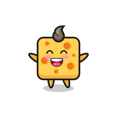 Peynir maskotu karakterinin öfkeli ifadesi, tişört, çıkartma, logo elementi için şirin tasarım.