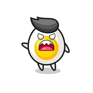 Özür dileyen bir ifadeyle haşlanmış yumurta çizimi, tişört, etiket, logo elementi için şirin bir tasarım.