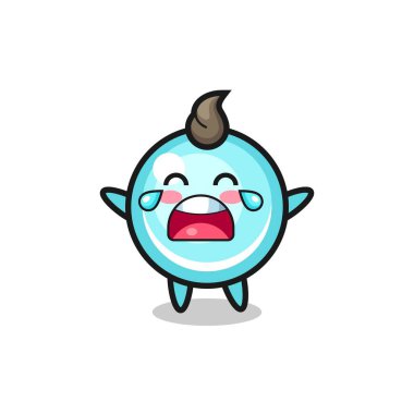 Ağlayan baloncuk, şirin bebek, tişört, çıkartma, logo elementi için şirin tasarım.