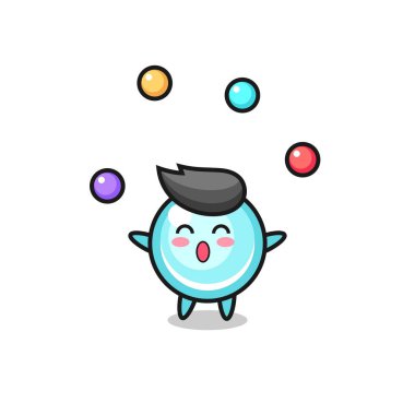 Kabarcık sirk çizgi filmi, top hokkabazlığı, tişört, çıkartma, logo elementi için şirin bir tasarım.