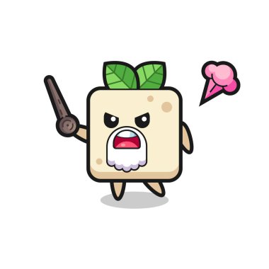 Şirin tofu dedem sinirlenmeye başladı. Tişört, çıkartma, logo elementleri için şirin bir tasarım.