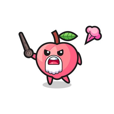 Şirin şeftali dedem sinirlenmeye başladı. Tişört, çıkartma, logo elementleri için şirin bir tasarım.