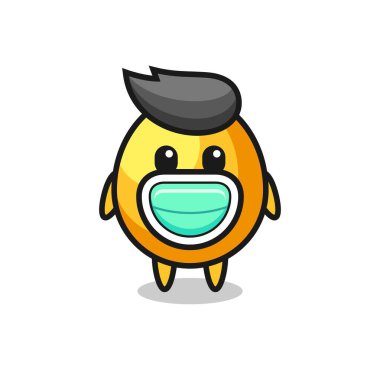 Maske takan sevimli altın yumurta karikatürü, tişört, çıkartma, logo elementi için şirin bir tasarım.