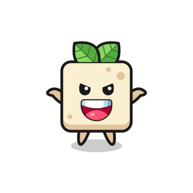 Şirin tofunun korku hareketi, tişört, çıkartma, logo elementi için şirin bir tasarım.