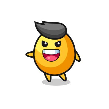 Heyecanlı pozlu altın yumurta karikatürü, tişört, çıkartma, logo elementi için şirin bir tasarım.